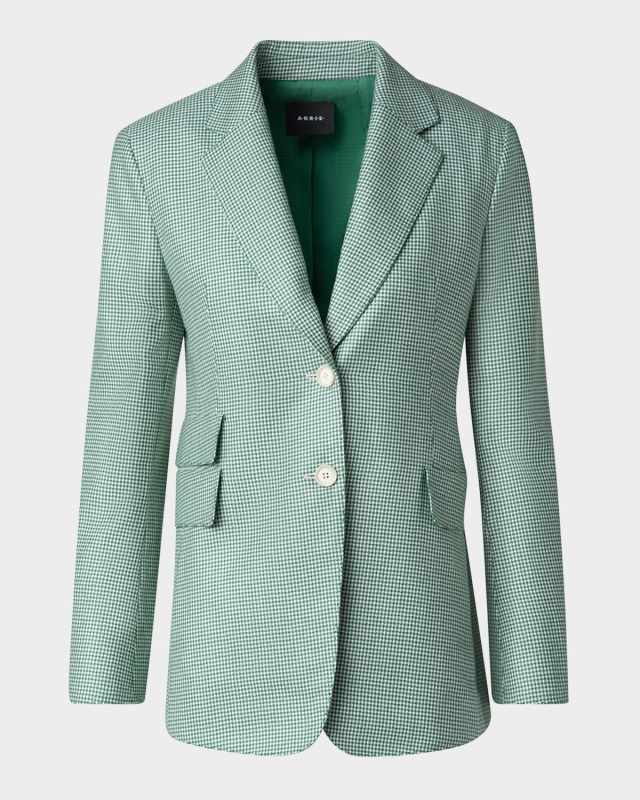 Single-Breasted Cashmere Pepita Jacket
